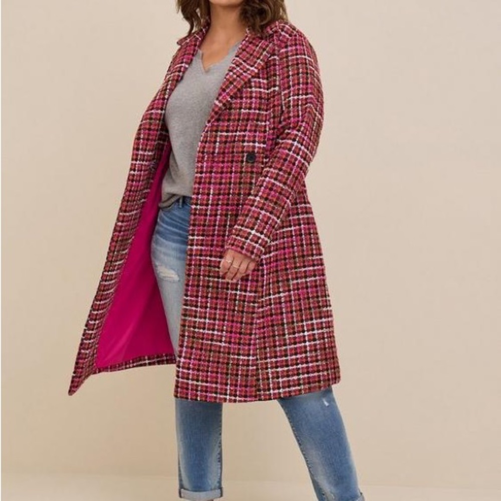 Pretty coat from Torrid brings a pop of color to your neutral winter wardrobe